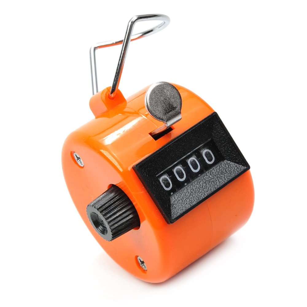 Bettomshin 1Pcs Plastic Handheld Tally Counter 4-Digit Number Count Clicker Counter, Mechanical Palm Clicker Counter Pitch Counter for Sport/Stadium/Coach/Fishing/Golf and Other Event (Orange)