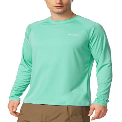 baleaf Men's Sun Protection Shirts UV SPF T-Shirts UPF 50+ Long Sleeve Rash Guard Fishing Running Quick Dry Beach Glass Size XXL