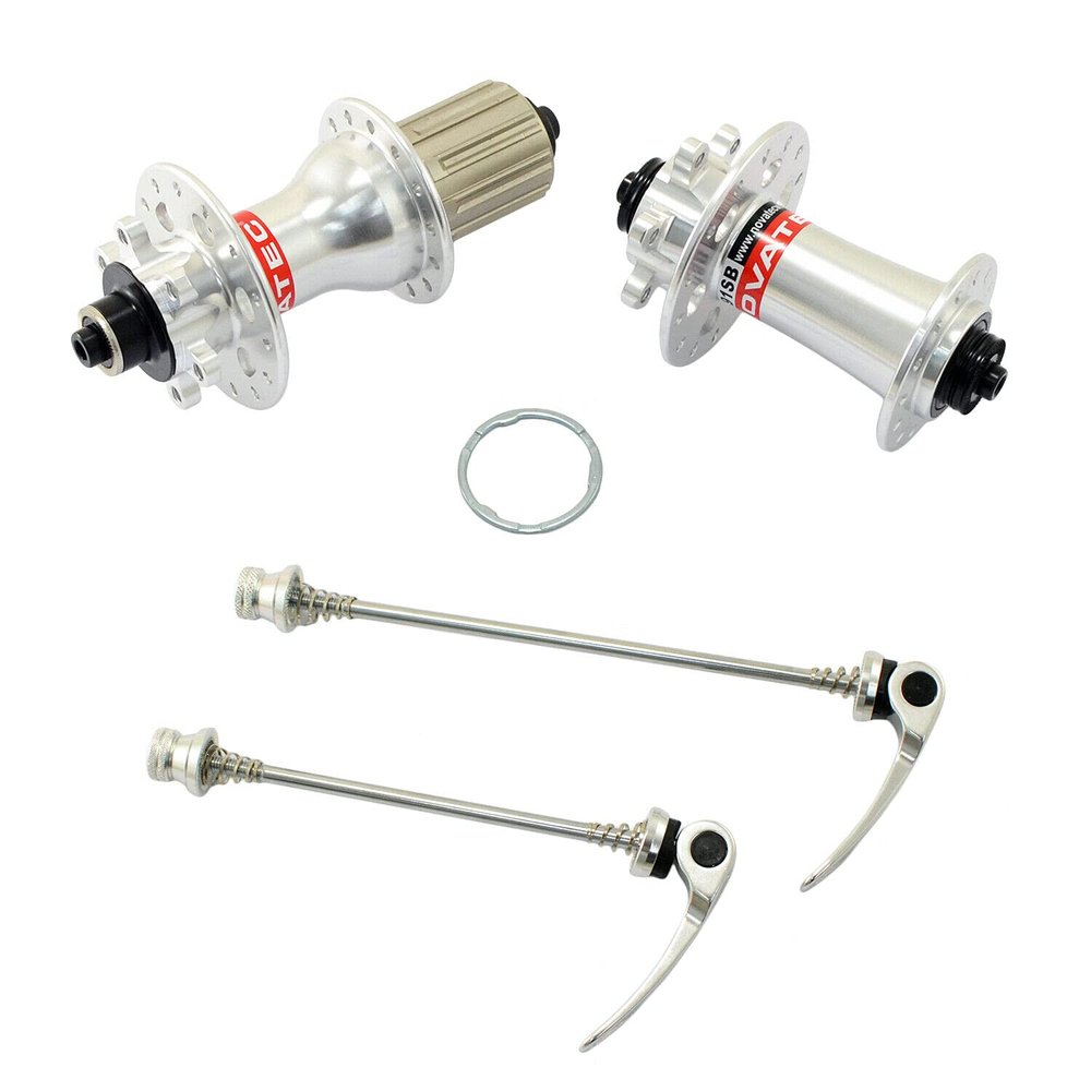 JOY INDUSTRIAL NOVATEC D791SB + D792SB MTB 28 Hole Disc Hubs w/Skewers,1 Pair, Silver, NA2357
