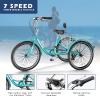Barbella Adult Tricycle 7 Speed 3 Wheel Bike Adult Trikes, Three-Wheeled Bicycles Cruise Trike with Basket for Seniors, Women, Men for Recreation Shopping (24", Cyan) view 3