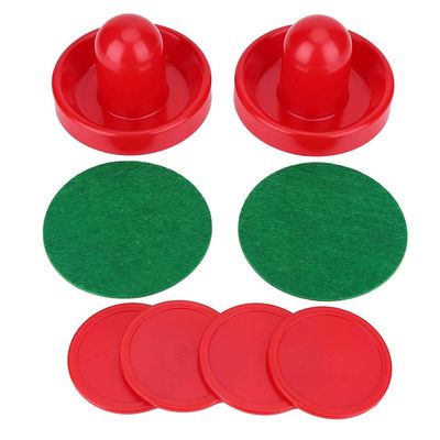 2Pcs Plastic Air Hockey Pushers and 4Pcs Pucks 2Pcs Green Pads Replacements for Game Tables Goalies(S60mm)