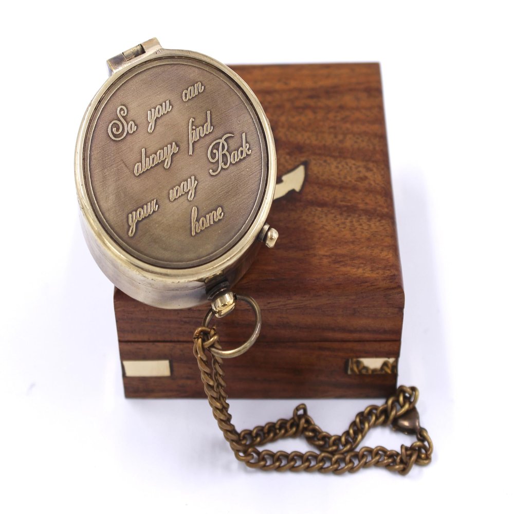 Engraved Compass So You Can Always Find Your Way Back Home Gift for Boyfriend, Husband, Son, Groom Anniversary, Graduation, Birthday Gift for Him or Her