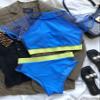 New mesh bandage swimsuit high waist sexy bikini 2021 swimwear (L, Blue) view 2