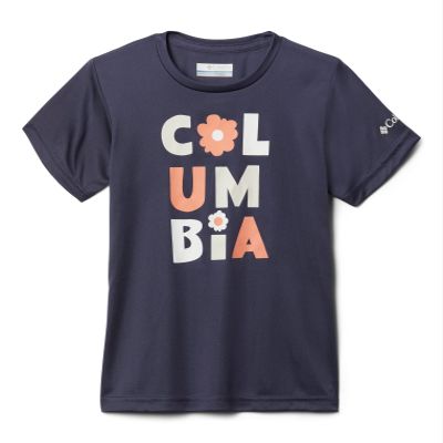 Columbia Youth Girls Mirror Creek Short Sleeve Graphic Shirt, Nocturnal Flowery Type, X-Large