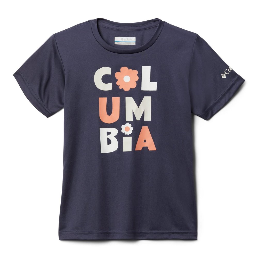 Columbia Youth Girls Mirror Creek Short Sleeve Graphic Shirt, Nocturnal Flowery Type, X-Large