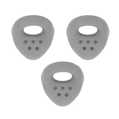 Atomik Rock Climbing Holds Set of 3 Large Screw-On Ring Jugs in Gray Easy for Kids on Any Wall
