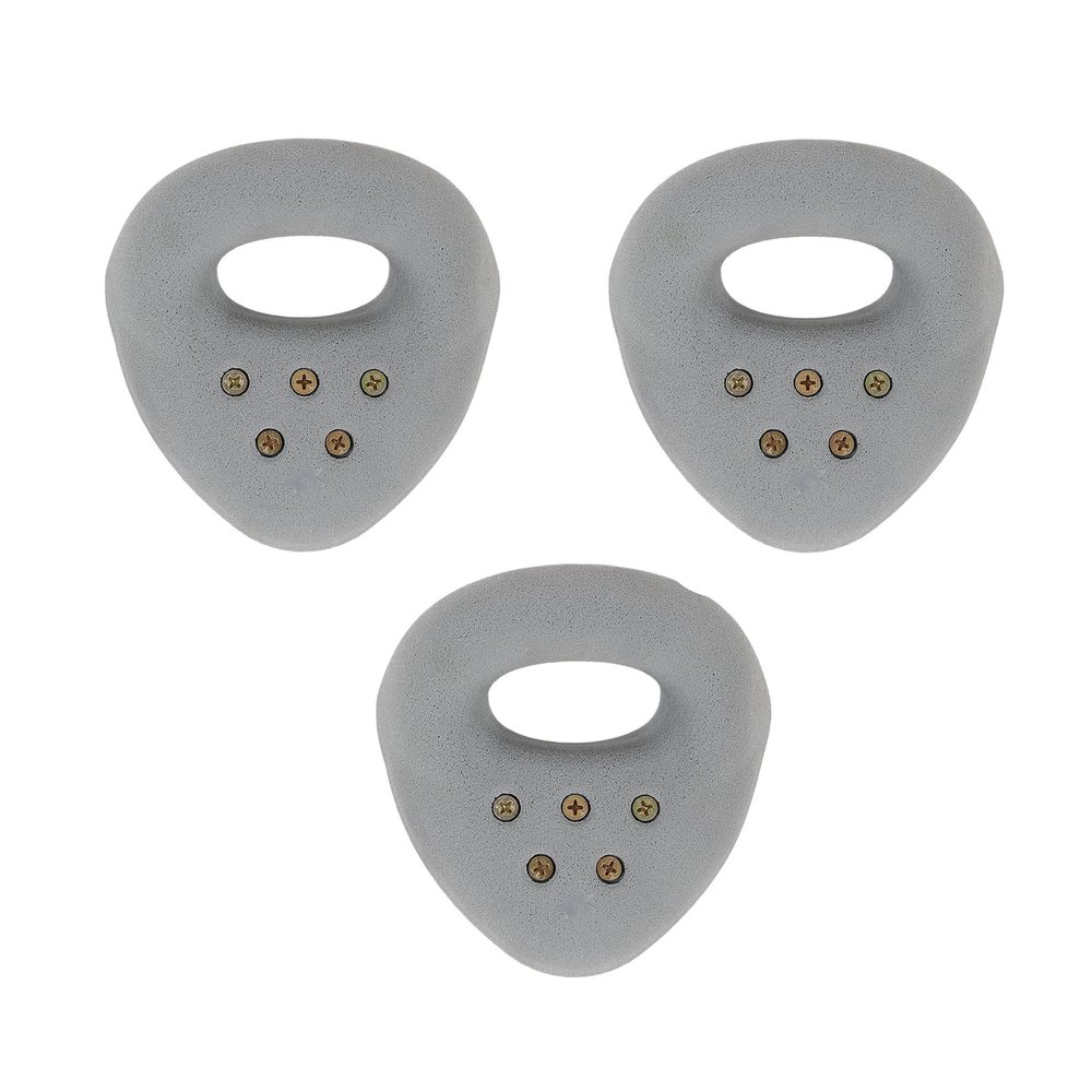 Atomik Rock Climbing Holds Set of 3 Large Screw-On Ring Jugs in Gray Easy for Kids on Any Wall