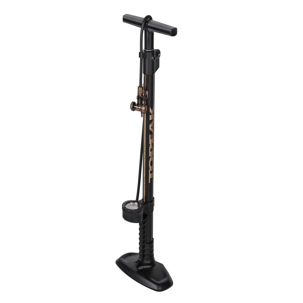 Topeak JoeBlow Tubi 2Stage Bike Pump  High-Pressure & High-Volume Floor Pump with TubiHead for Tubeless & Standard Tires, Dual-Scale Gauge, Long Hose, Durable Steel & Aluminum Construction