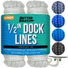 Dock Lines for Boats 1/2" x 25ft, 2 Pack Double Braided Nylon Boat Rope with 12" Loop, Marine Grade Mooring Line for Docking, White - Better Boat view 1