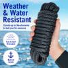 Dock Lines for Boats 1/2" x 25ft, 2 Pack Double Braided Nylon Boat Rope with 12" Loop, Marine Grade Mooring Line for Docking, Black - Better Boat view 2