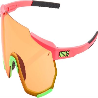 100% Racetrap Sport Performance Sunglasses - Sport and Cycling Eyewear (Matte Washed Out Neon Pink - Persimmon Lens)