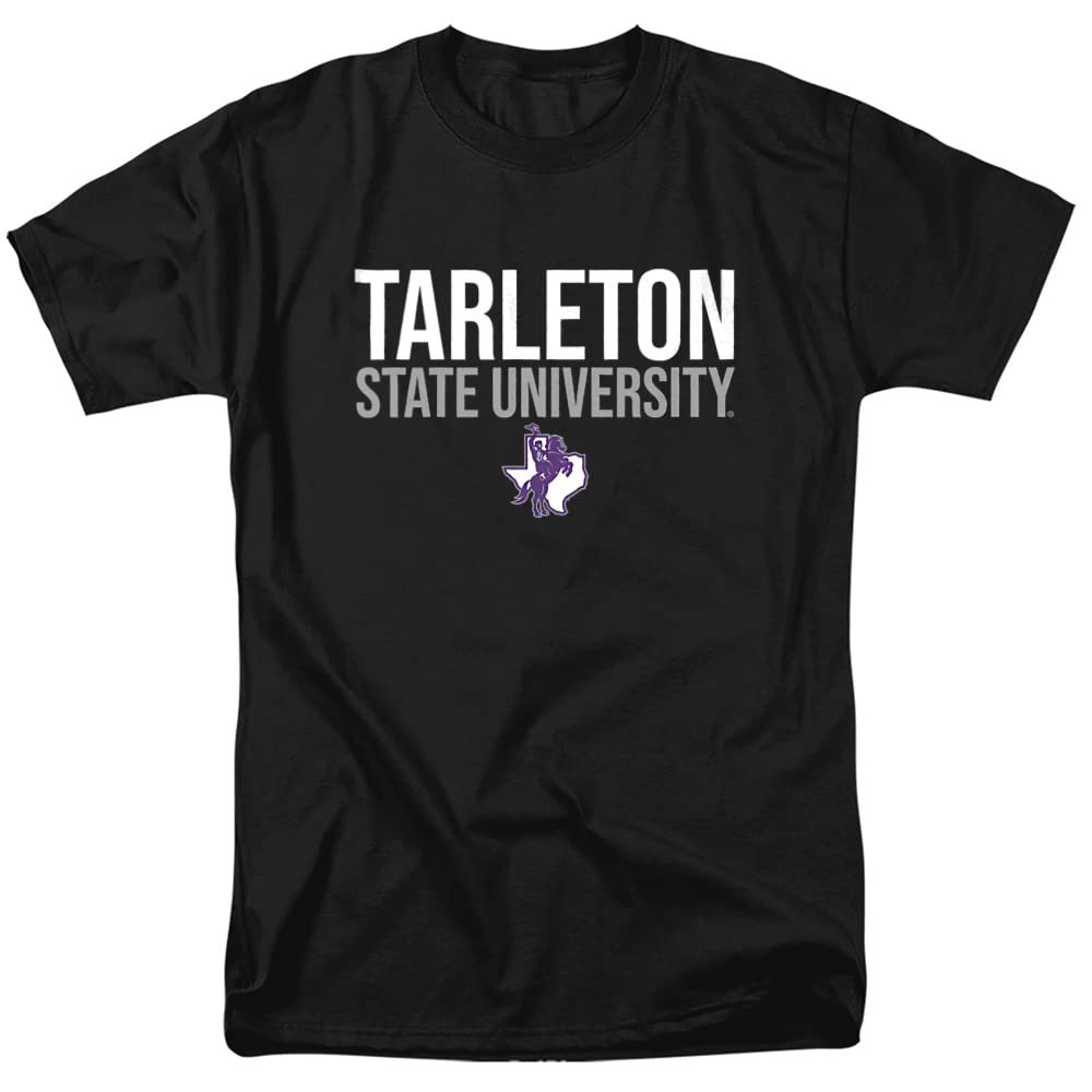 Tarleton State University Official Stacked Unisex Adult T-Shirt, Black, 5X-Large