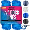 Dock Lines for Boats 1/2" x 25ft, 2 Pack Double Braided Nylon Boat Rope with 12" Loop, Marine Grade Mooring Line for Docking, Blue - Better Boat view 1