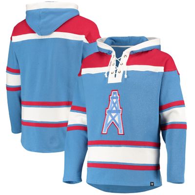 47 Men's Powder Blue/Red Houston Oilers Lacer V-Neck Pullover Hoodie