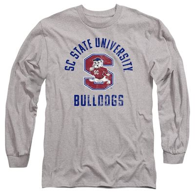 South Carolina State University Official Bulldogs Logo Unisex Adult Long-Sleeve T Shirt,Athletic Heather, 3X-Large