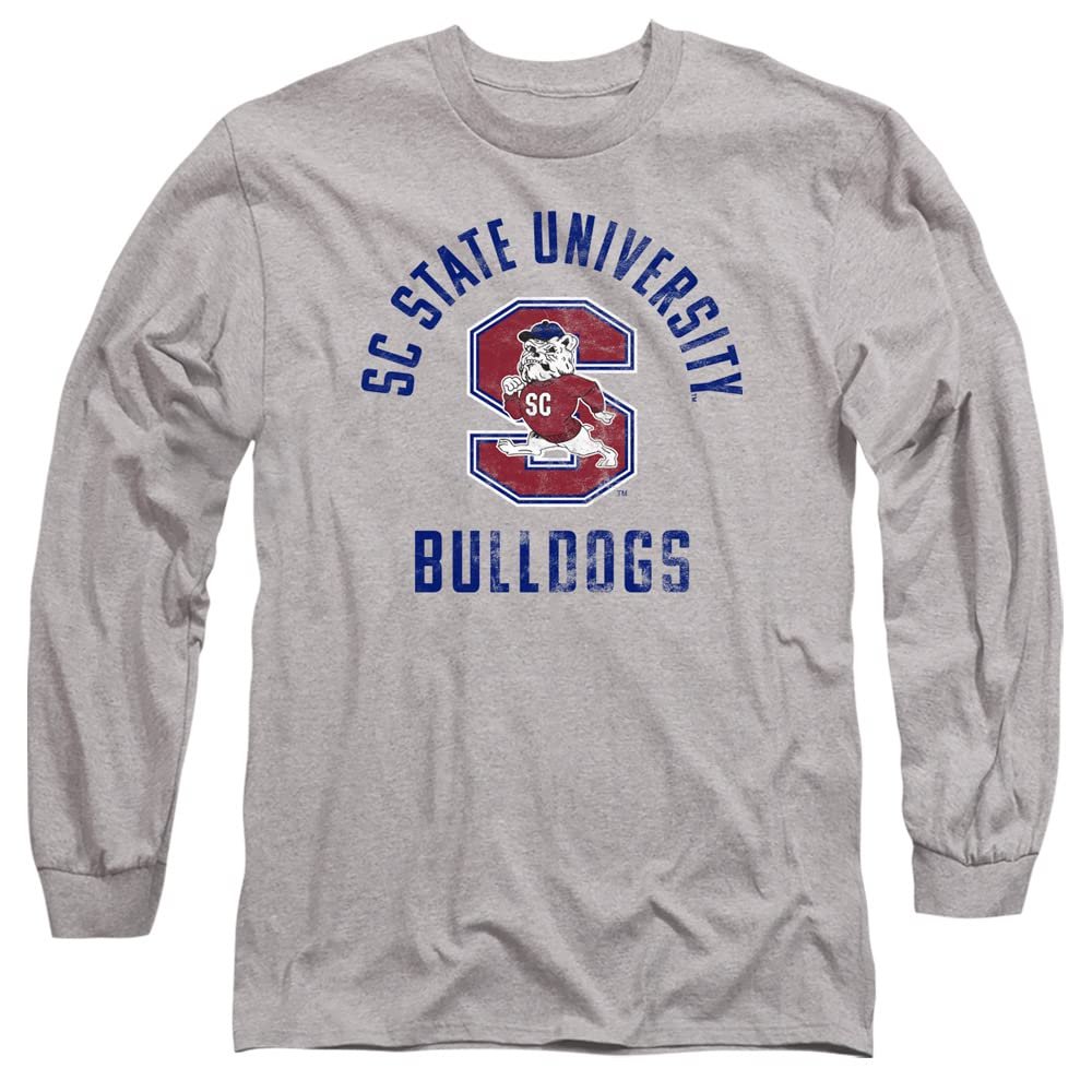 South Carolina State University Official Bulldogs Logo Unisex Adult Long-Sleeve T Shirt,Athletic Heather, 3X-Large