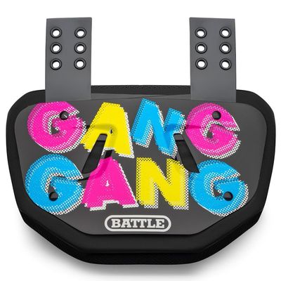 Battle Sports Novelty Football Back Plate  Hard Shell Lower Back Protector with Contoured Foam for High-Impact Protection - Adult, Gang Gang, Black