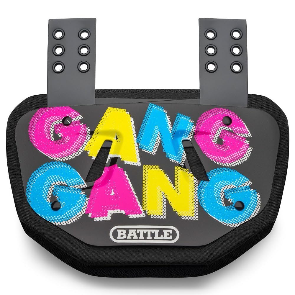 Battle Sports Novelty Football Back Plate Hard Shell Lower Back Protector with Contoured Foam for High-Impact Protection - Adult, Gang Gang, Black