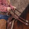 CHALLENGER Western 7 Feet Rolled Braided Brown Genuine Leather Grip Barrel Reins 805LR15BR view 2