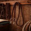 CHALLENGER Western 7 Feet Rolled Braided Brown Genuine Leather Grip Barrel Reins 805LR15BR view 3