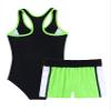 YONGHS Kids Girls Summer Swimsuit Bikinis Swimwear Tankinis Jumpsuit with Boyshorts 2Pcs Bathing Suit Fluorescent Green 14 view 2