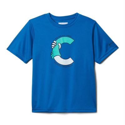Columbia Youth Boys Grizzly Ridge Short Sleeve Graphic Shirt, Bright Indigo See You Outside, Small