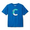 Columbia Youth Boys Grizzly Ridge Short Sleeve Graphic Shirt, Bright Indigo See You Outside, Small view 1