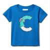 Columbia Youth Boys Grizzly Ridge Short Sleeve Graphic Shirt, Bright Indigo See You Outside, Small view 3