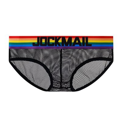 JOCKMAIL Low waist Mesh Underwear Men Men's Briefs Male Underpants Panties (XL, Black)