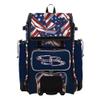 Boombah Catchers Superpack Hybrid Rolling Bat Bag - Wheeled & Backpack Version - USA Independence Navy/Red/White