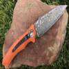 TACTICAL GEARZ Damascus Pocket Knife, G10 Handle, 67 Multi Layered Damascus Steel Blade & VG10 Core, Includes Sheath (Vex XT Saffron) view 3