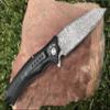 TACTICAL GEARZ Damascus Steel Pocket Knife - EDC Folding Knife with G10 Handle - 67 Layer Damascus Blade Everyday Carry Knife (Vex XT Blk) view 3