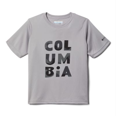 Columbia Youth Boys Grizzly Ridge Short Sleeve Graphic Shirt, Columbia Grey Undercover Type, X-Large