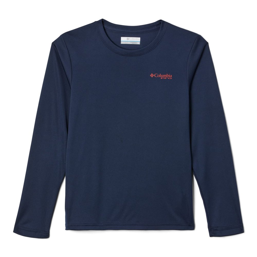 Columbia Youth Boys Terminal Tackle PFG Fish Flag Long Sleeve, Collegiate Navy/Red Spark, Small