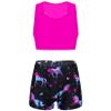 Moggemol Kids Girls 2 Piece Gymnastics/Dance/Sports Outfits Crop Tank Tops and Shorts Tankinis Athletic Swimsuit Dark Night Black 8-10 view 1