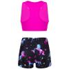 Moggemol Kids Girls 2 Piece Gymnastics/Dance/Sports Outfits Crop Tank Tops and Shorts Tankinis Athletic Swimsuit Dark Night Black 8-10 view 2