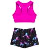 Moggemol Kids Girls 2 Piece Gymnastics/Dance/Sports Outfits Crop Tank Tops and Shorts Tankinis Athletic Swimsuit Dark Night Black 8-10 view 3