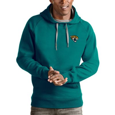 Antigua Men's Teal Jacksonville Jaguars Logo Victory Pullover Hoodie