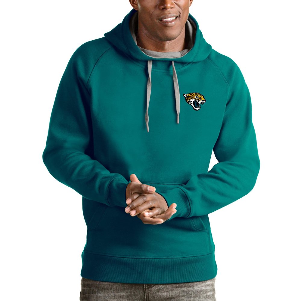 Antigua Men's Teal Jacksonville Jaguars Logo Victory Pullover Hoodie