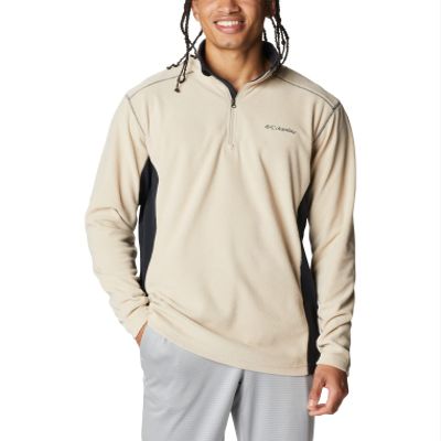 Columbia Mens Klamath Range II Half Zip Fleece Jacket, Ancient Fossil/Black, Large