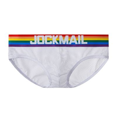 JOCKMAIL Low waist Mesh Underwear Men Men's Briefs Male Underpants Panties (Large, White)