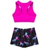 Yartina Kids Girls Sports Dance Gymnastics Leotard 2Pcs Outfits Racer Back Solid Crop Tops with Booty Shorts Dark Night Black 8-10 view 4