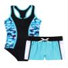 YONGHS Kids Girls Summer Swimsuit Bikinis Swimwear Tankinis Jumpsuit with Boyshorts 2Pcs Bathing Suit Blue 4 view 1