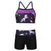 Moggemol Kids Girls Summer 2 Piece Sports Outfits Shiny Crop Top with Booty Shorts for Swimming/Gymnastics/Dance Dark Night Black 4 view 1