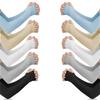 SPENCER 5 Pairs UV Protection Cooling Arm Sleeves, Sun Protection Sleeves for Men Women Youth, Mixed Colors(Black/Gray/Blue/Light Beige/White) view 1