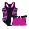 YONGHS Kids Girls Summer Swimsuit Bikinis Swimwear Tankinis Jumpsuit with Boyshorts 2Pcs Bathing Suit Rose Red 14 view 1