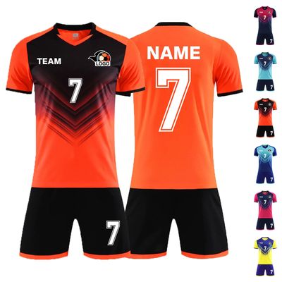 Custom Soccer Shorts Jerseys for Men Women - Personalized Football Team Training Uniform - Any Name Number Logo Image - Breathable Futbol Jersey(Orange)