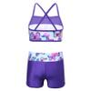 Hansber Girls' Sport Gymnastics Outfits 2 Piece Digital Printed Crop Tops with Bottoms Tankini Swimwear Swallowtail Blue 4 view 2