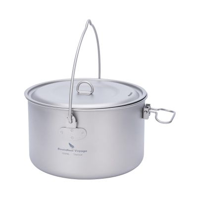Boundless Voyage Titanium Hanging Pot for Outdoor Camping Backpacking Hiking Ultralight Portable Cooking Pot Camp Kitchen Cookware 1300ML/1950ML/2900ML (1950ml (65 fl oz))