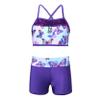 Yartina Flower Girls 2Pcs Ballet Dance Outfits Mermaid Tankini Swimsuit Shiny Crop Tops with Booty Shorts Swallowtail Blue 12 view 1